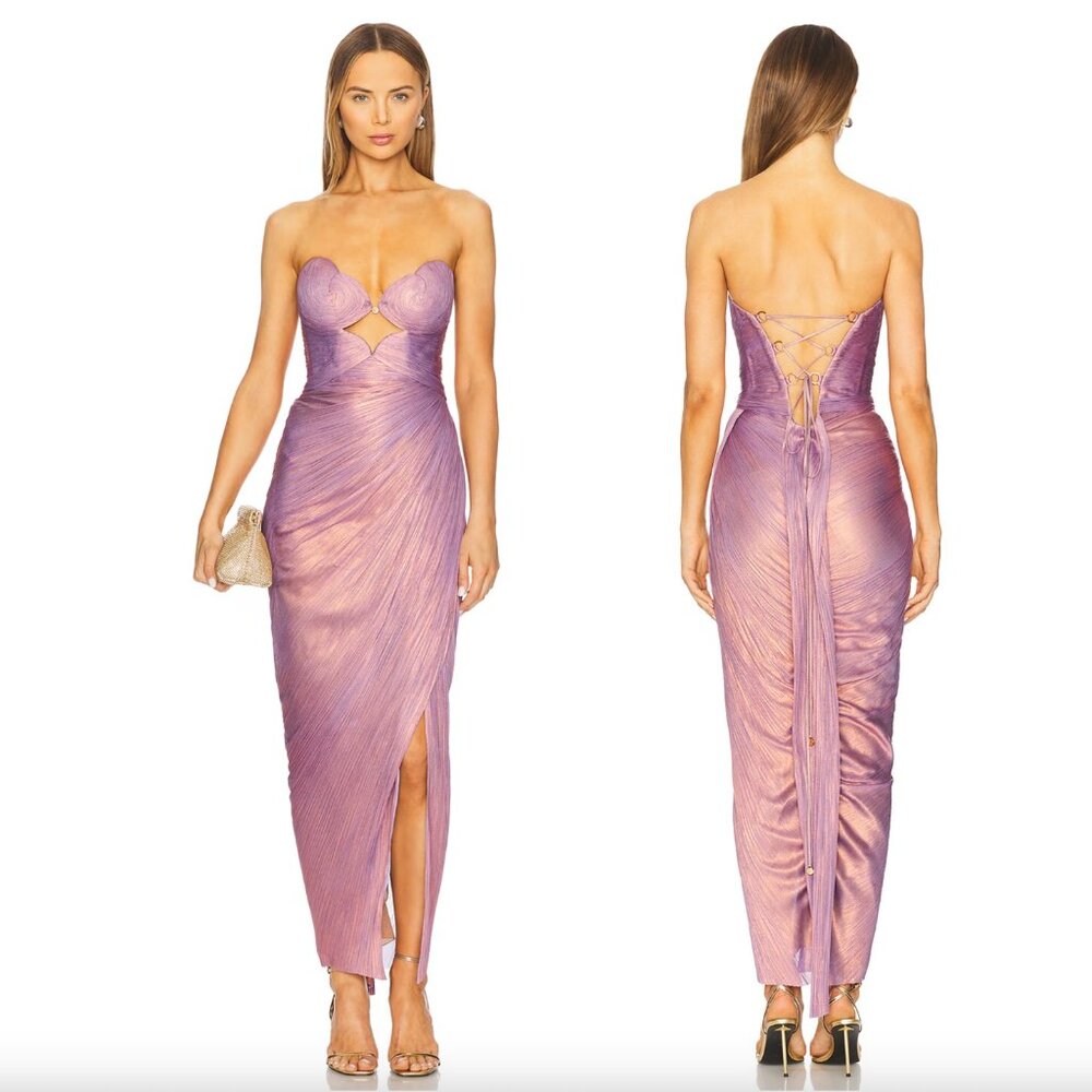 Maria Lucia Hohan Amisha Maxi Dress Sunkissed Purple Silk Strapless Gown